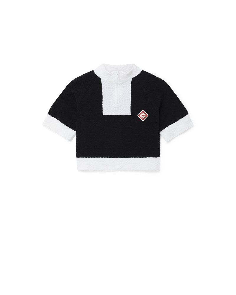 Monogram Textured Cropped T-Shirt 1