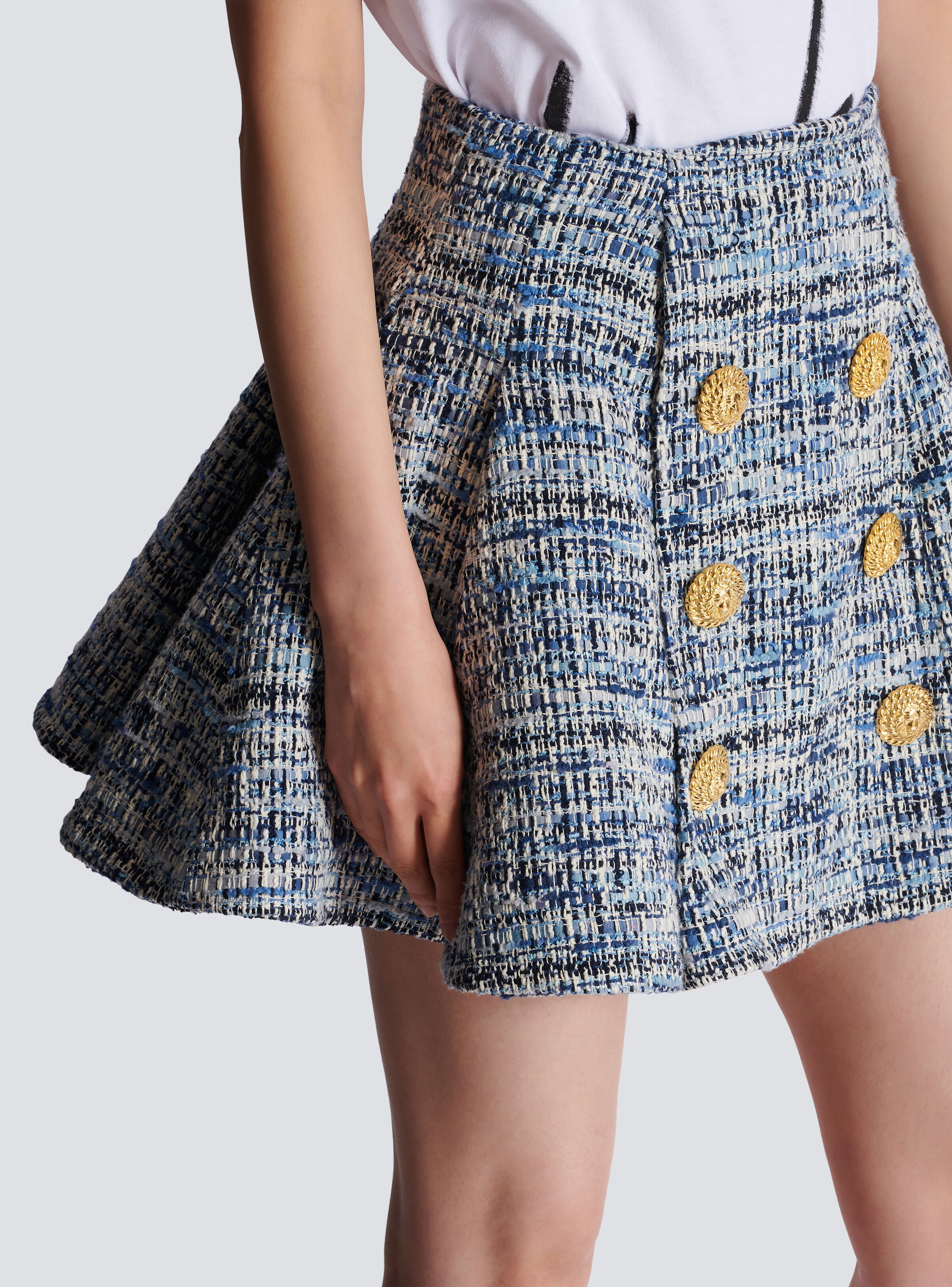 Pleated flared tweed skirt - 7