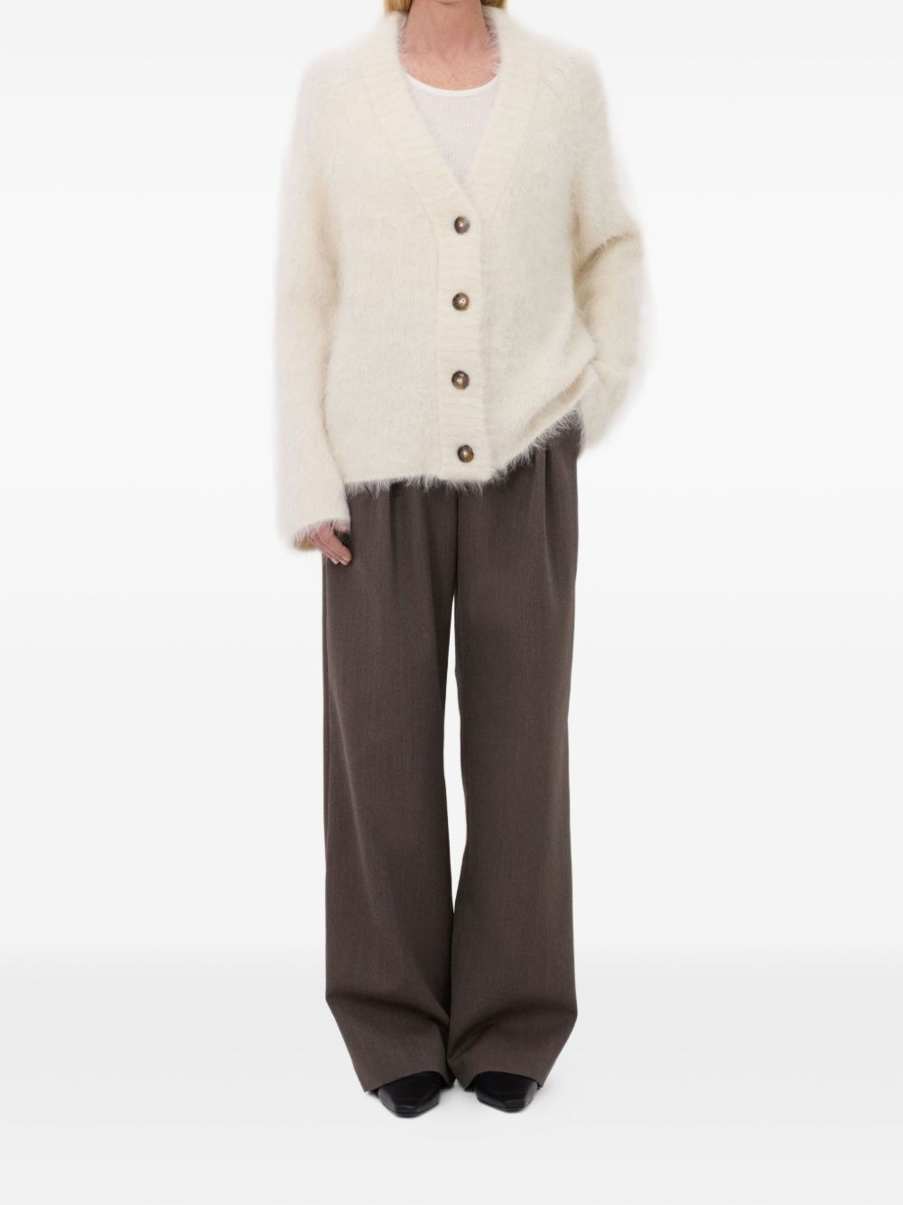 LYNN hairy V-neck cardigan - 2
