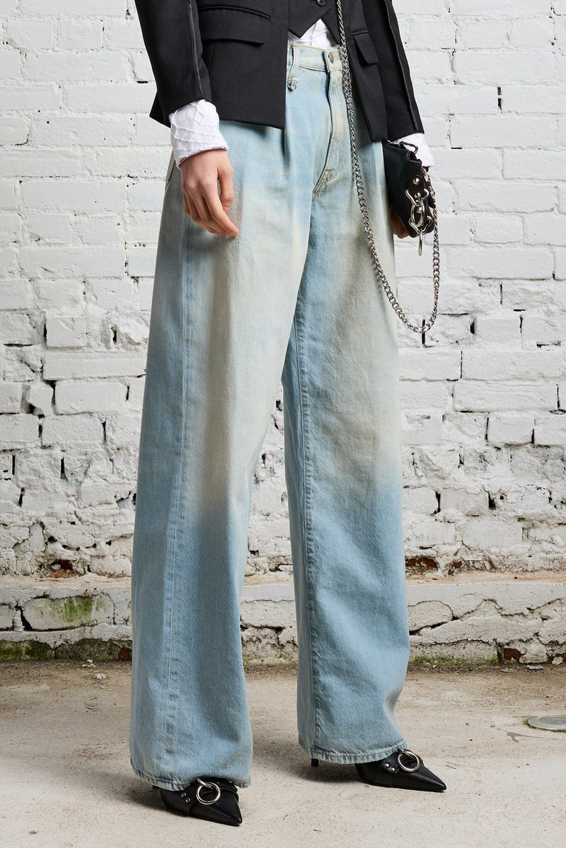 R13 Damon Pleated Wide Leg - Lennon Blue | R13 Denim Official Site outlook