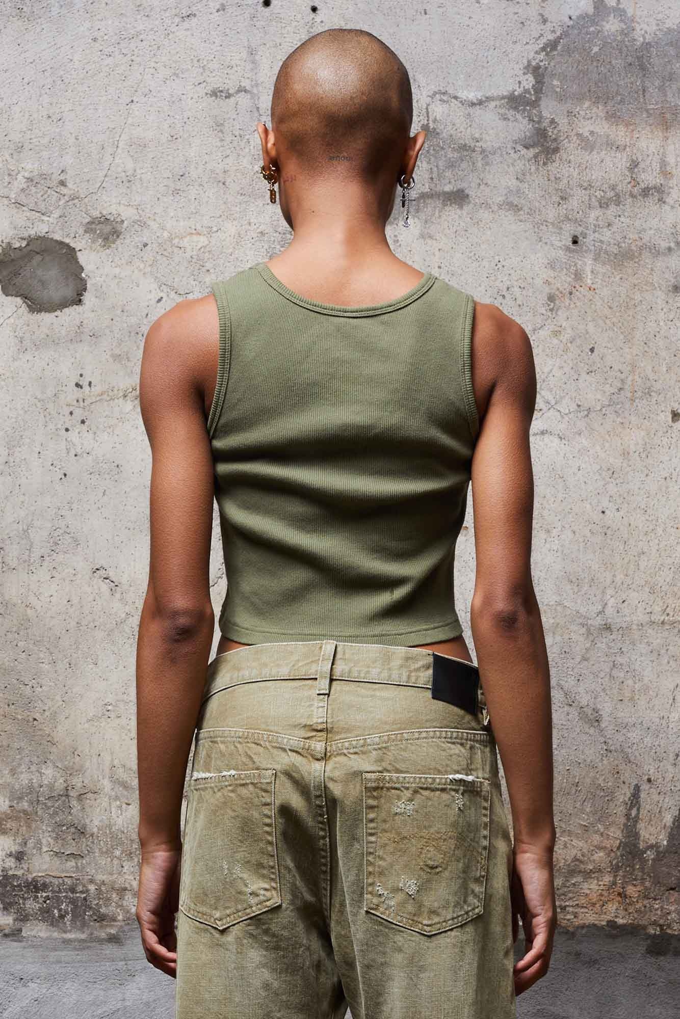 DISTRESSED TANK - OLIVE - 2