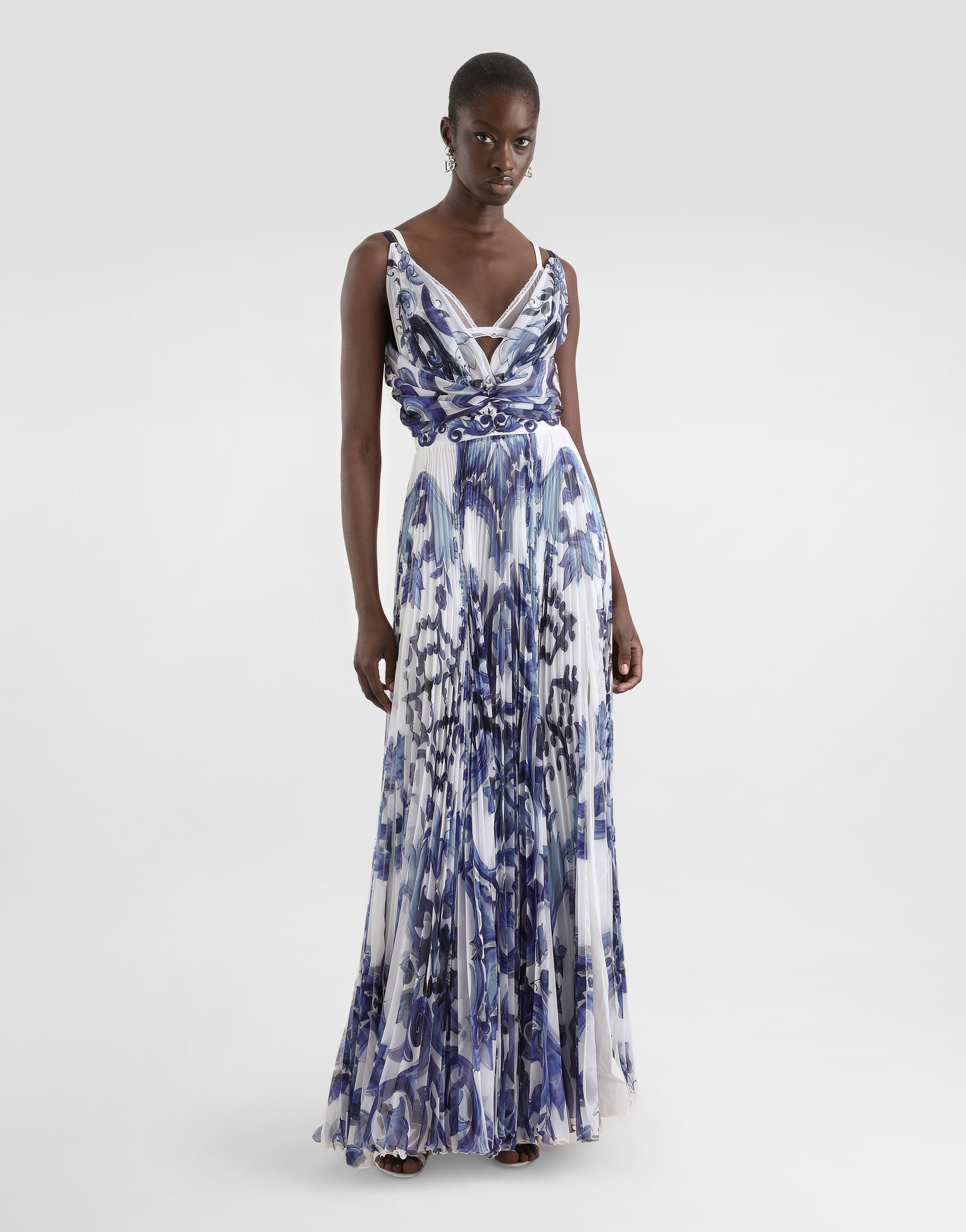 Majolica-print chiffon dress - 2