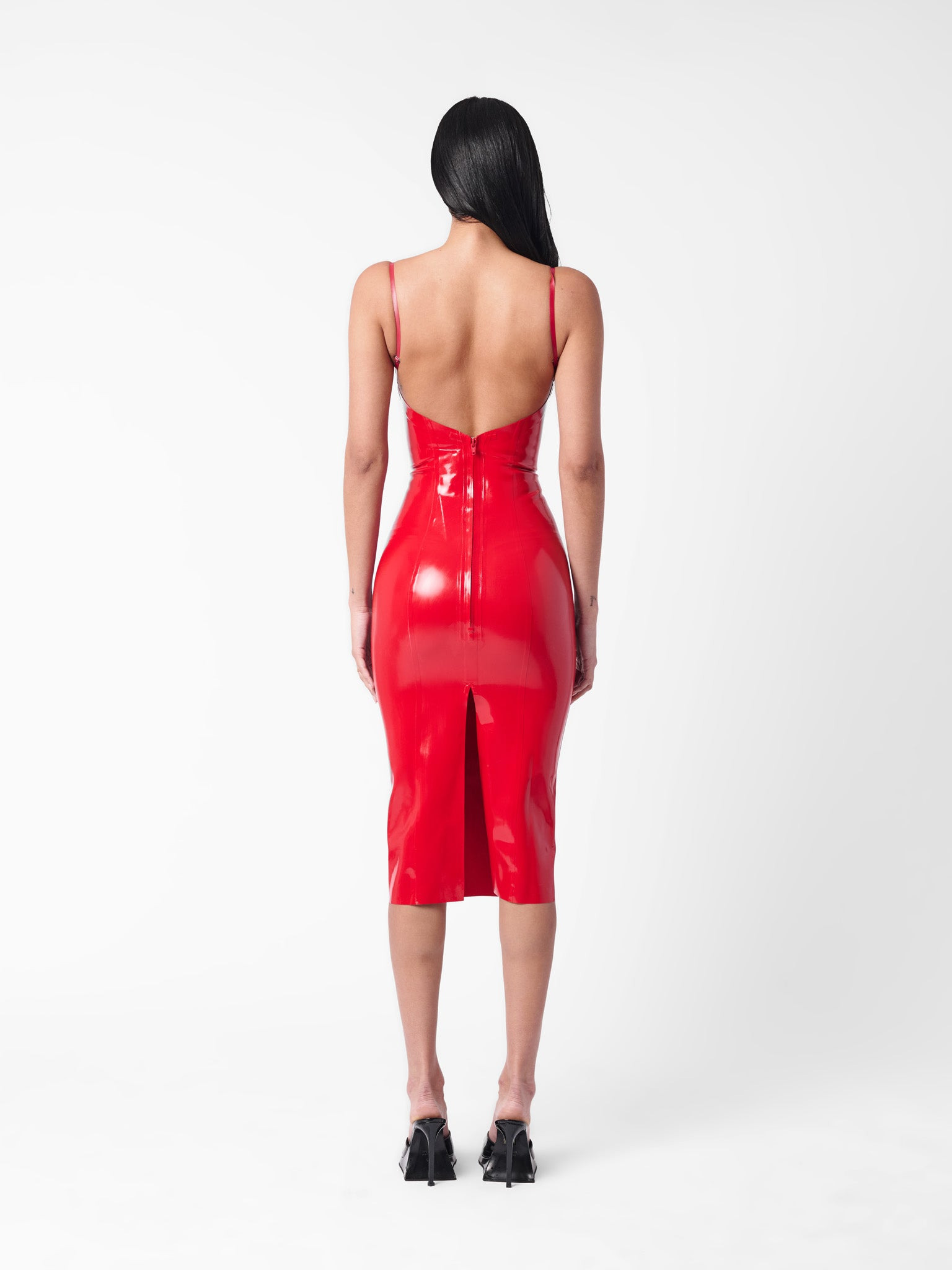 WHISTLE LATEX MIDI DRESS RED - 3