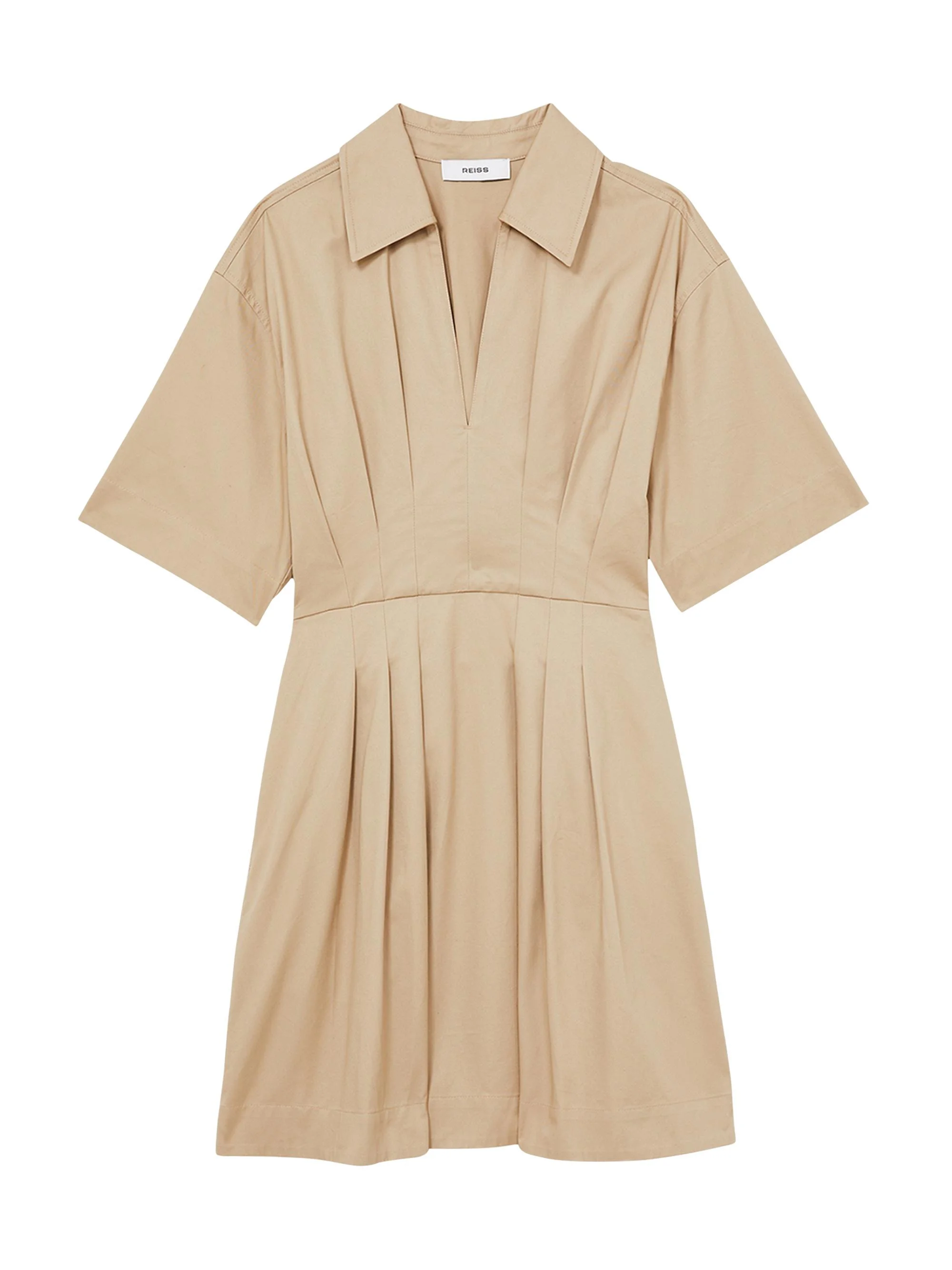Women's Rosalie Pleated Cotton Mini Shirtdress - Beige - 1