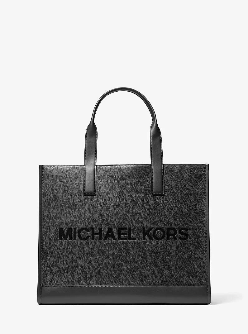 Cooper Logo Embossed Pebbled Leather Tote Bag - 1