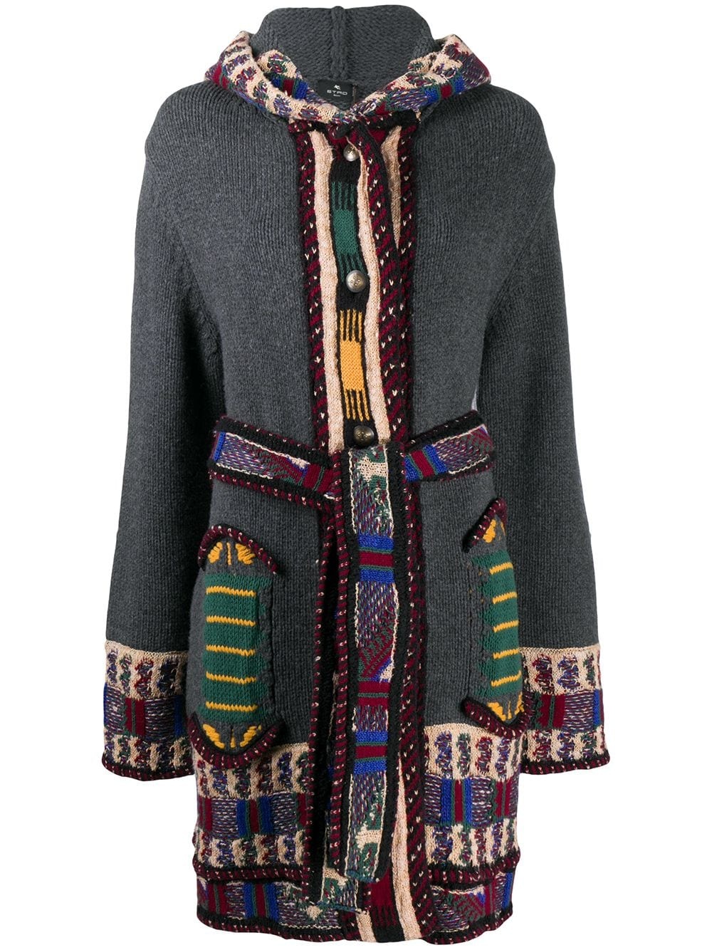 panelled hooded cardigan - 1