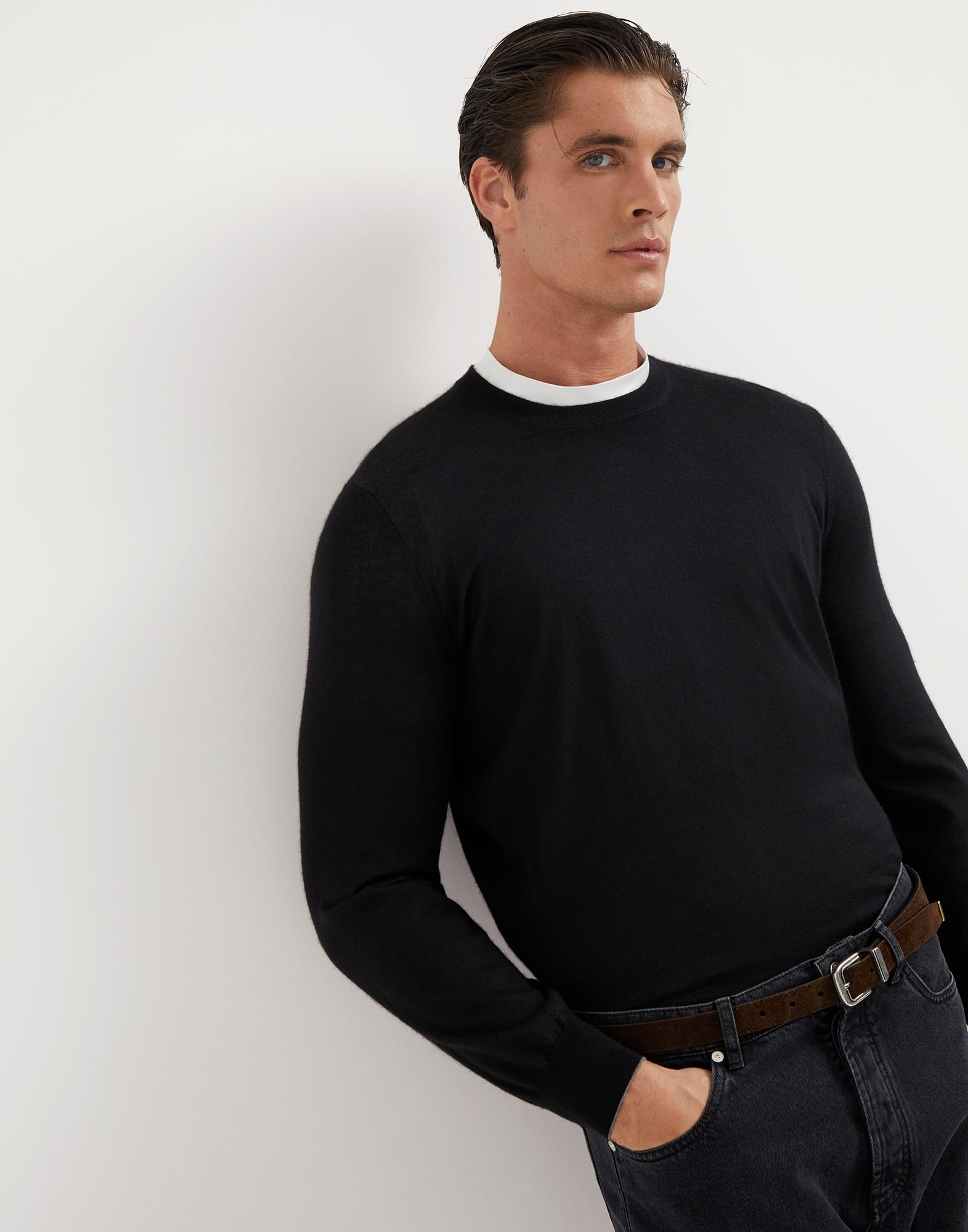 Lightweight cashmere and silk crew neck sweater - 4