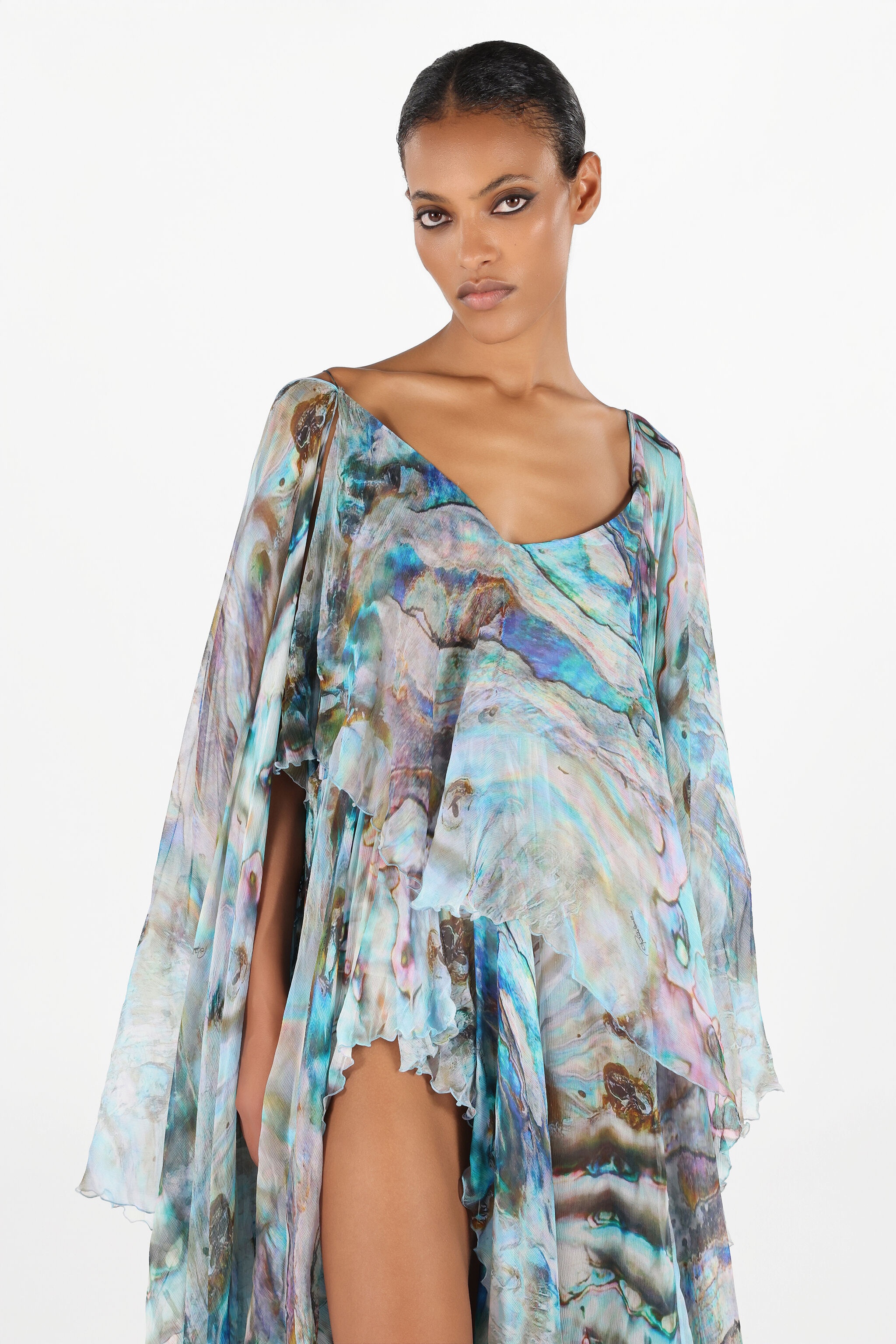 Mermaid Print Long Dress - 6