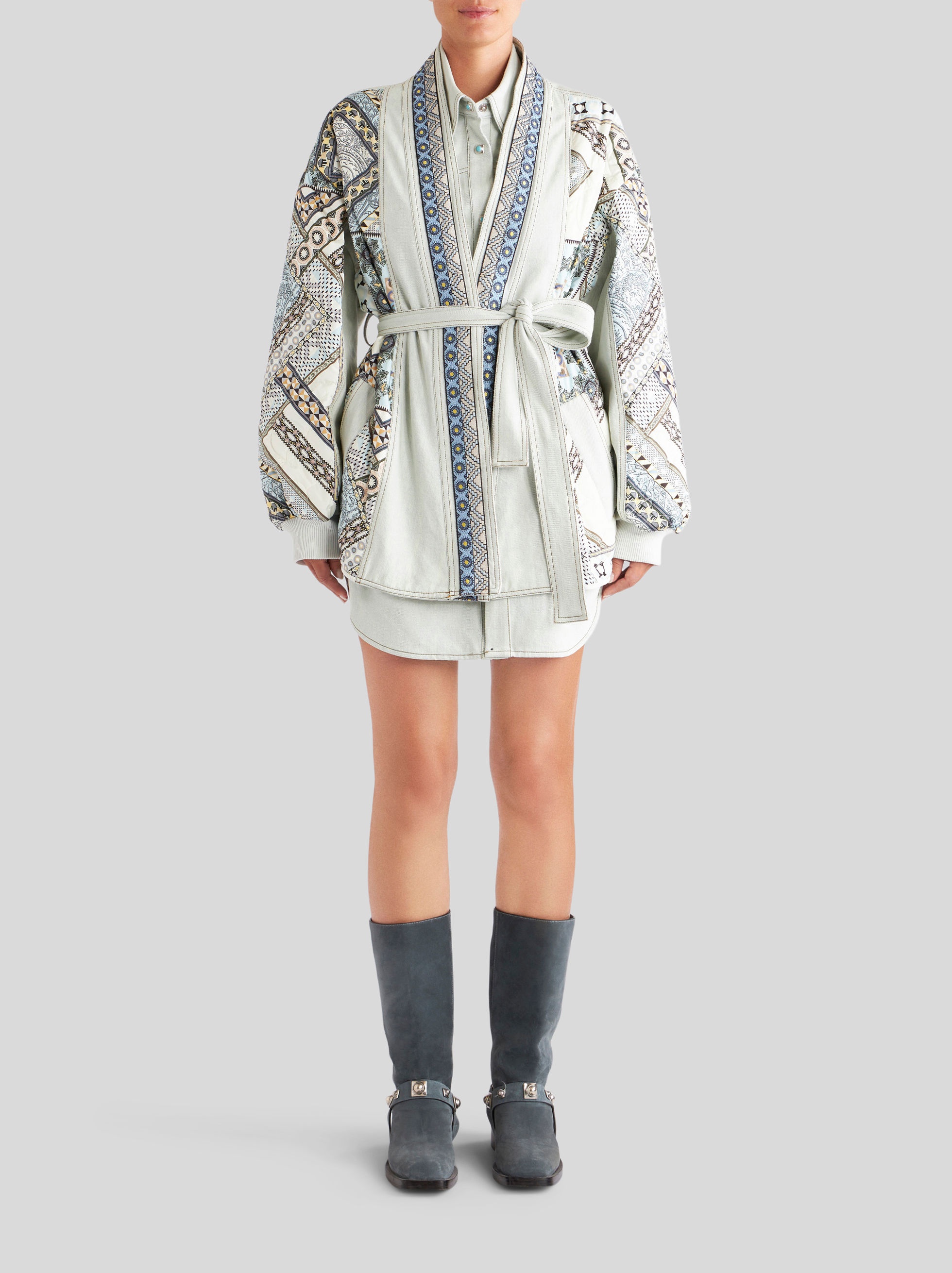 PATCHWORK PRINT KIMONO JACKET - 3