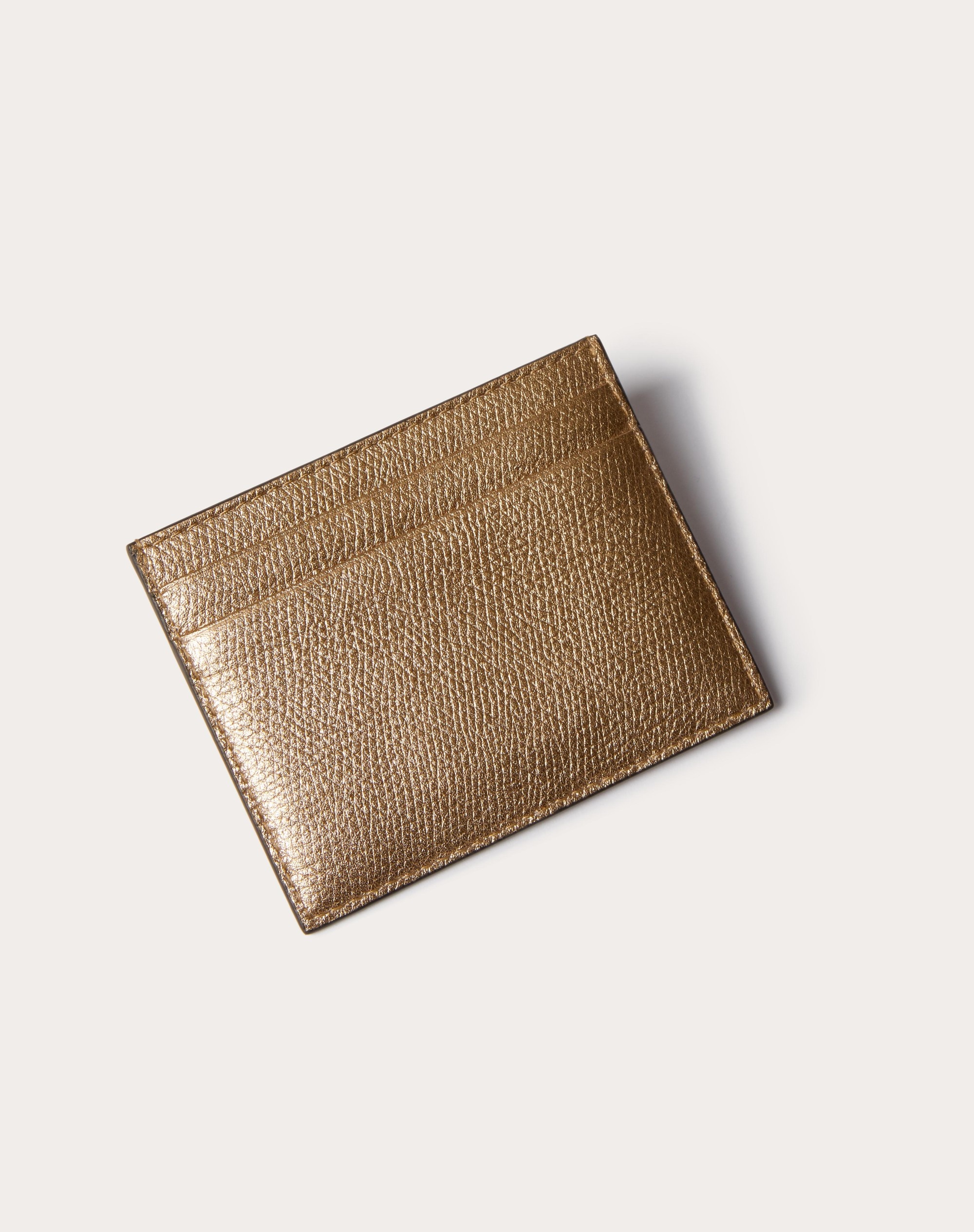 VLOGO SIGNATURE METALLIC GRAINY CALFSKIN CARDHOLDER - 3