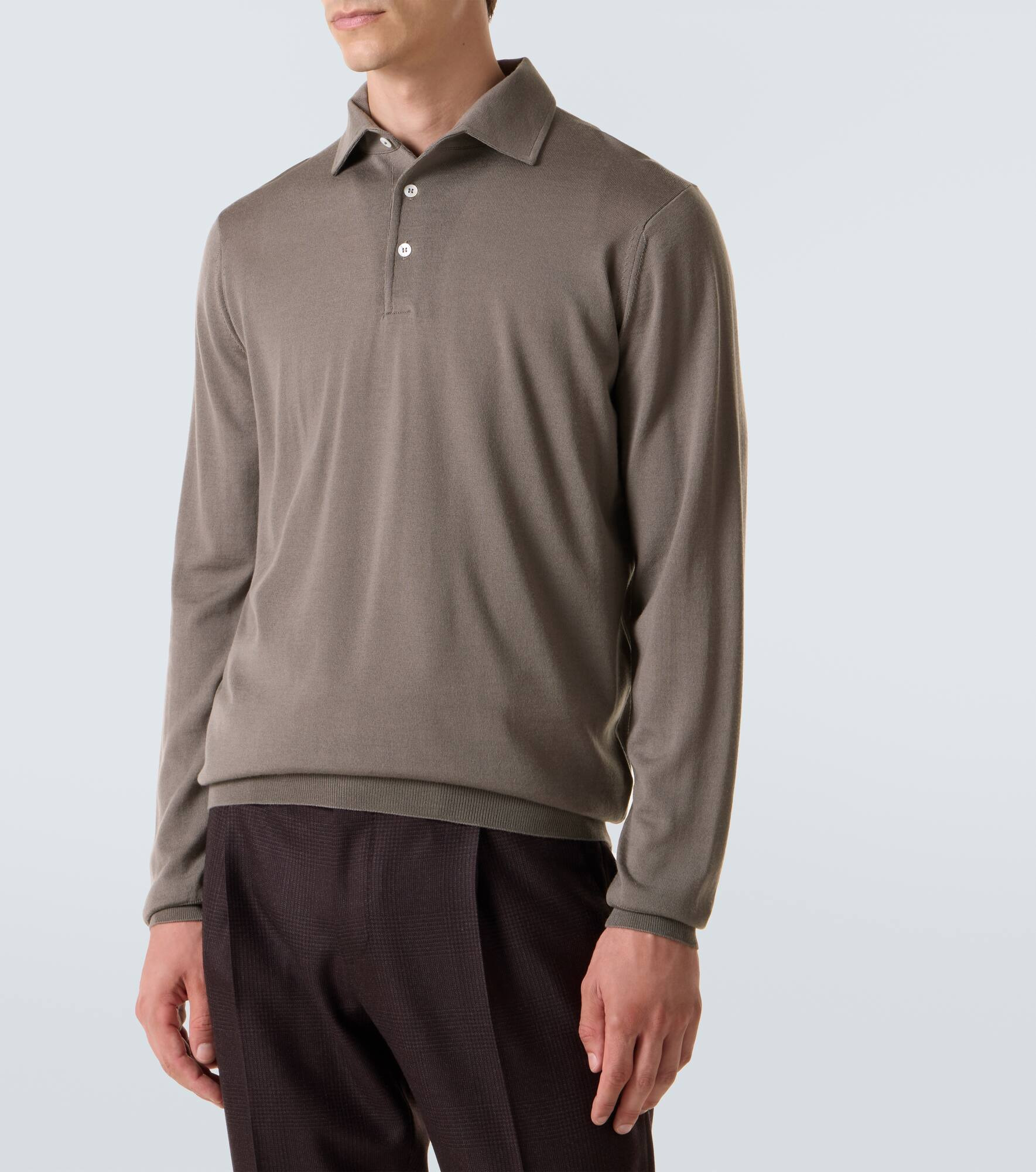 Ribbed-knit virgin wool polo shirt - 3