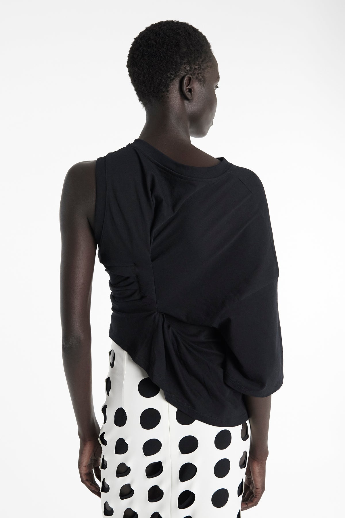 KNOTTED JERSEY TOP BLACK - 2