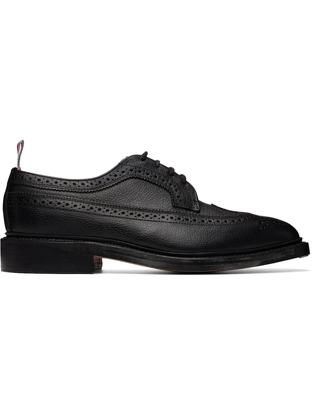Black Leather Sole Longwing Brogues - 1