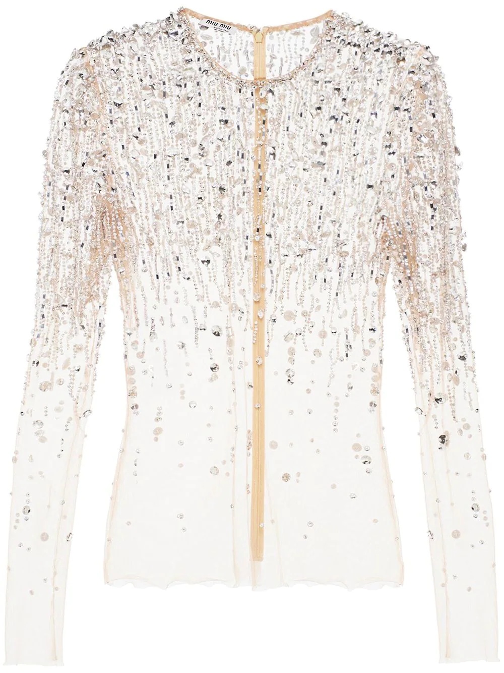 crystal-embellished sheer top - 1