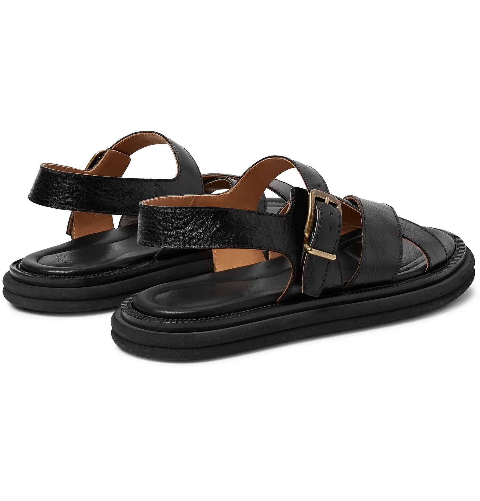 Textured-Leather Sandals - 5