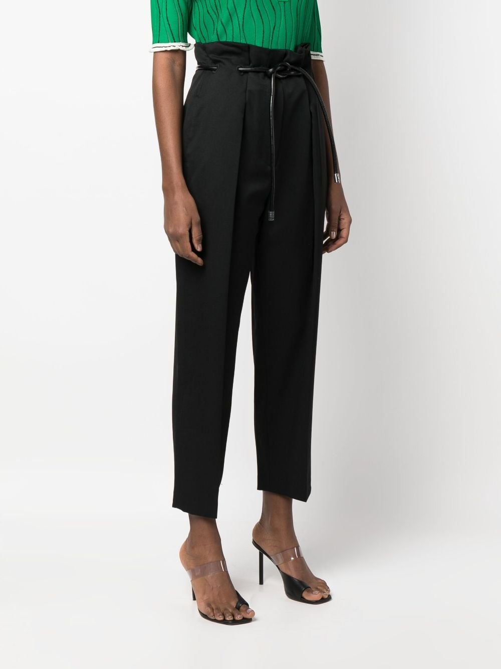 belted-waist cropped trousers - 3