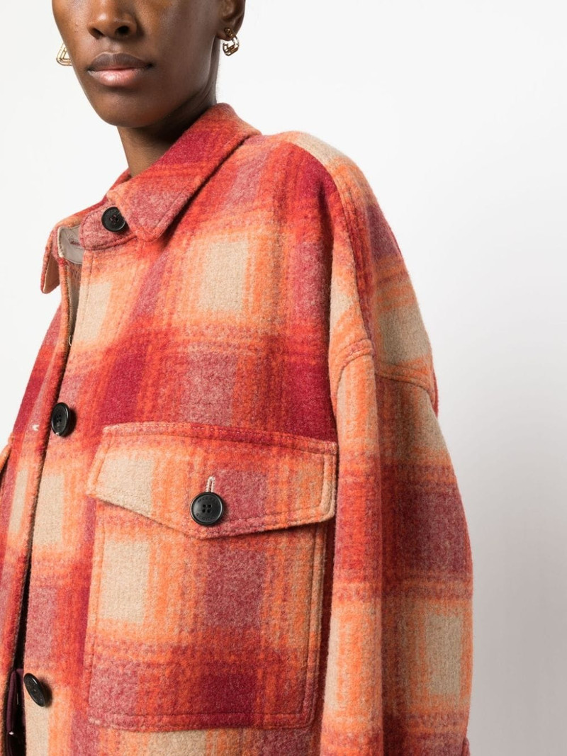 plaid-check flannel midi coat 5