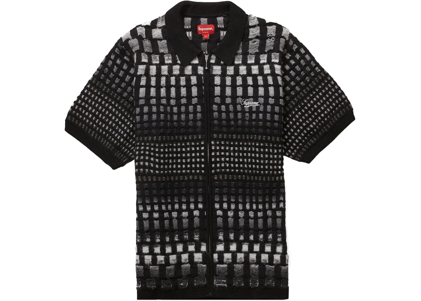 Supreme Gradient Grid Zip Up Polo Black - 1