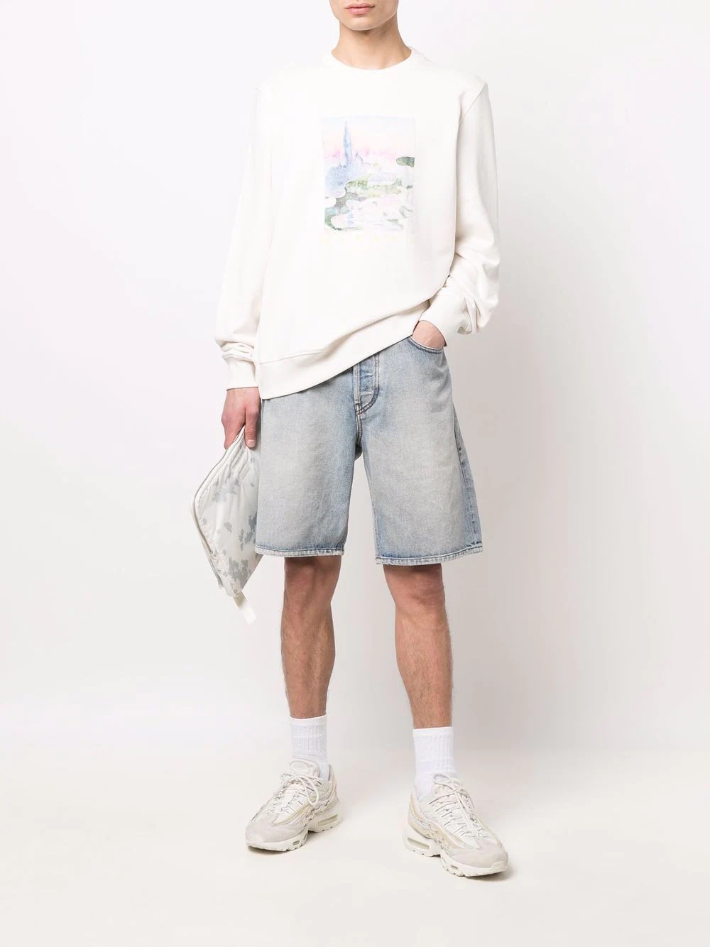 watercolour-print crew neck sweatshirt - 2