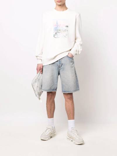 Diesel watercolour-print crew neck sweatshirt outlook