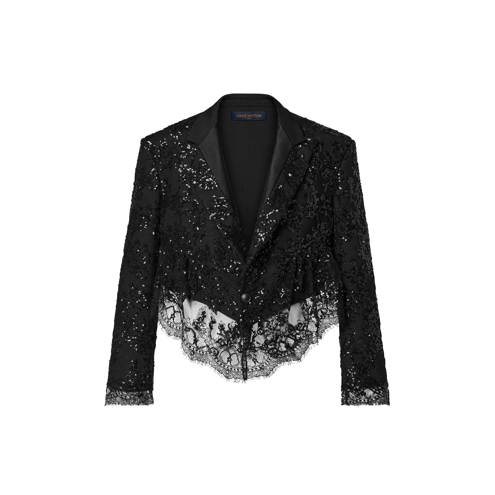 ジャケット Sequinned Black White Striped Spencer Jacket Balmain Sequinned Black White Striped Spencer Jacket