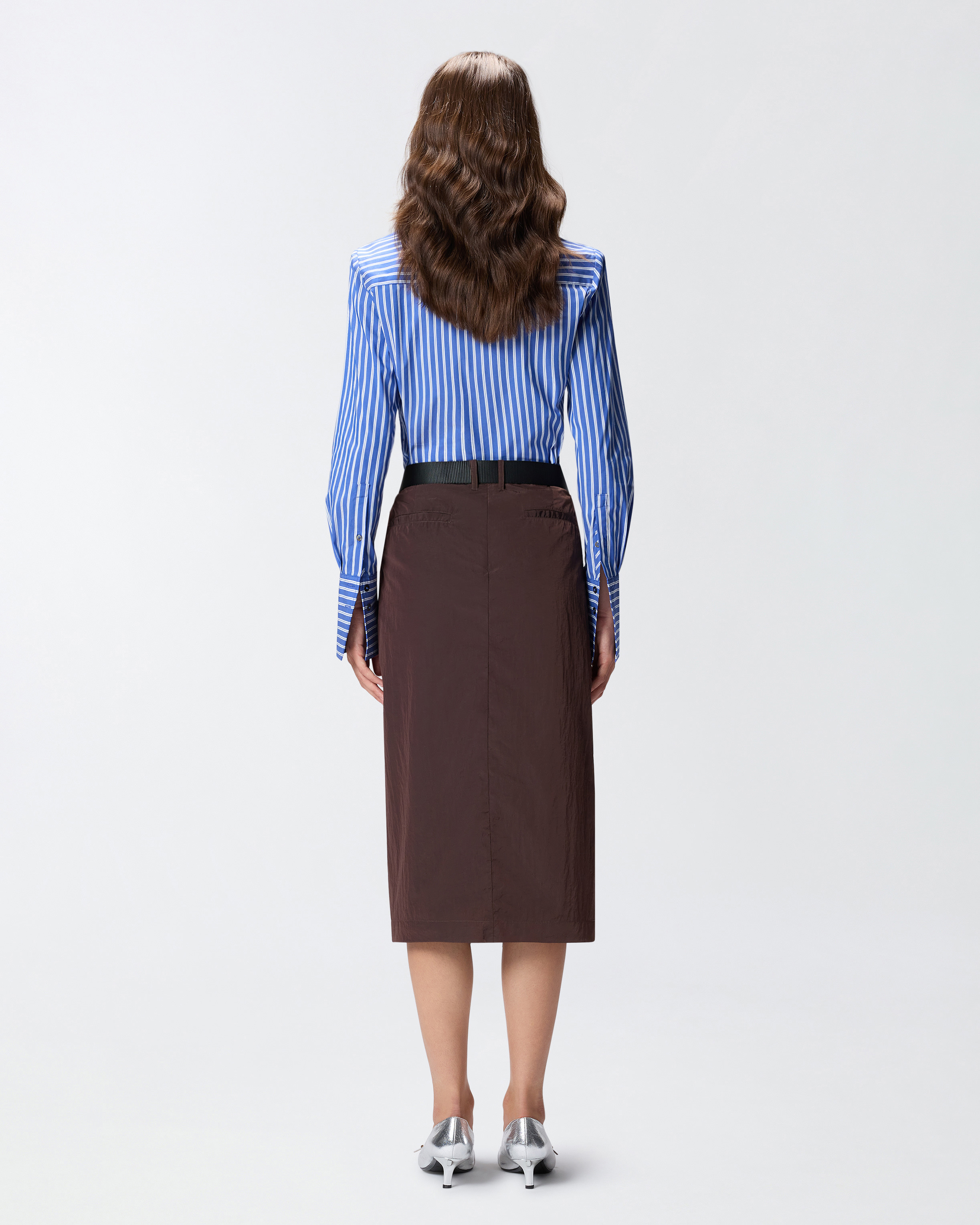 SHORT ASYMMETRICAL SKIRT IN TECHNICAL FABRIC WITH BELT - 4