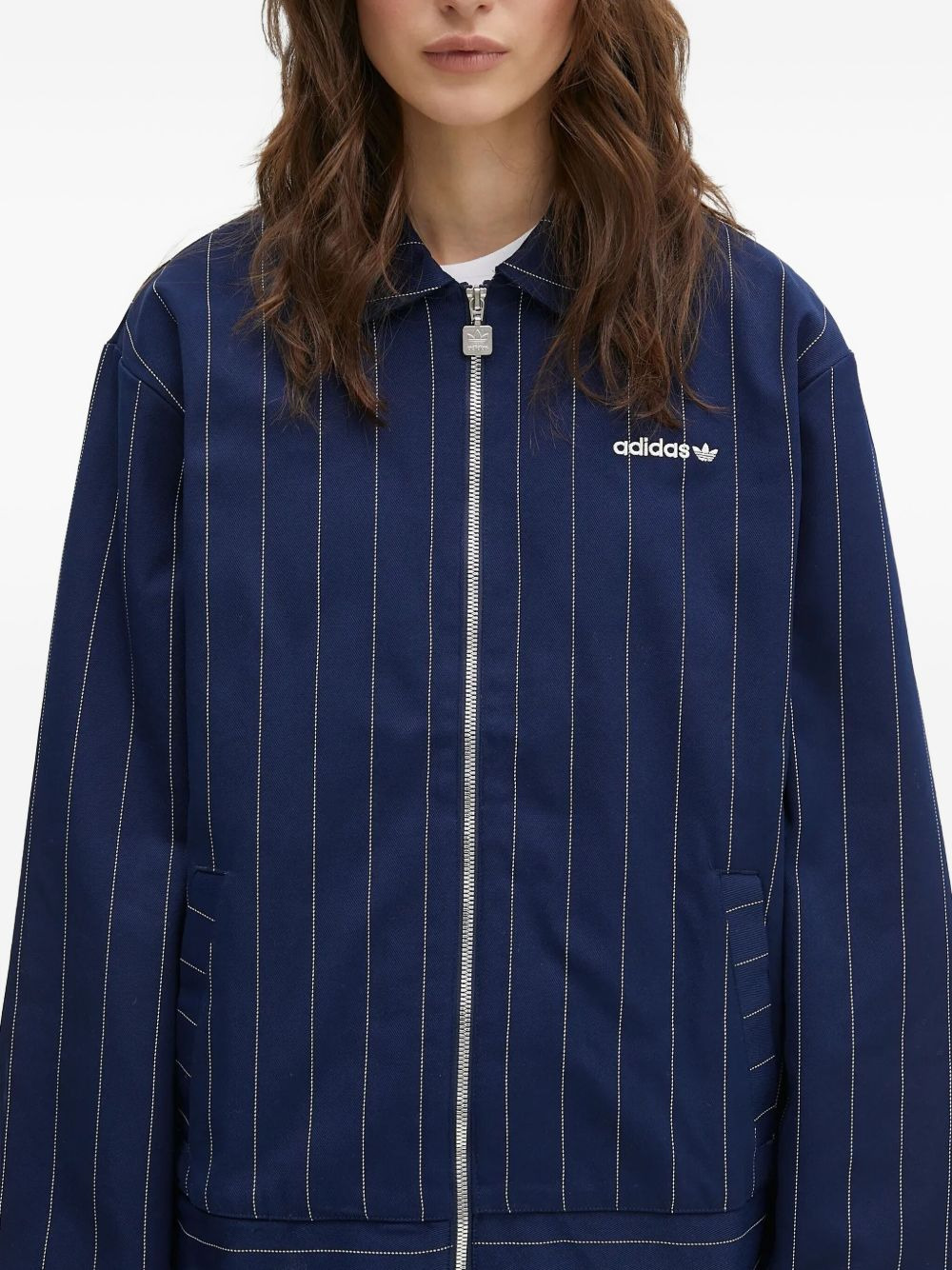 pinstripe zip-up jacket - 4