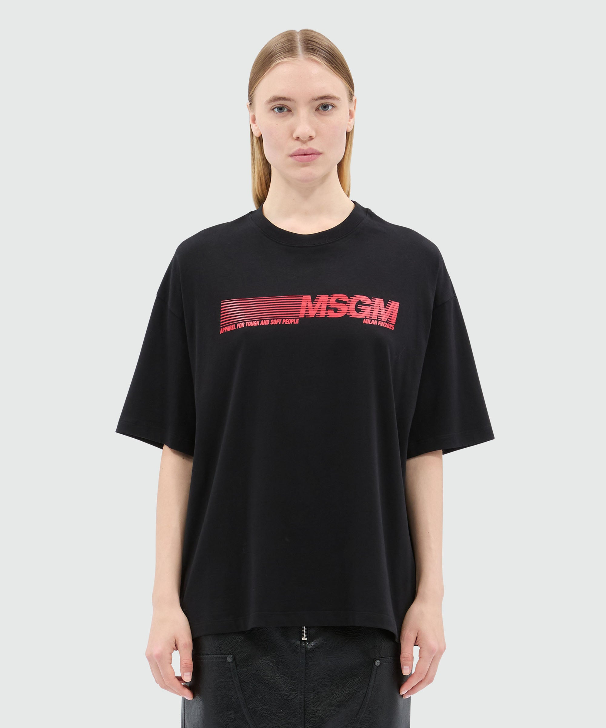 Black jersey T-shirt with MSGM print - 2