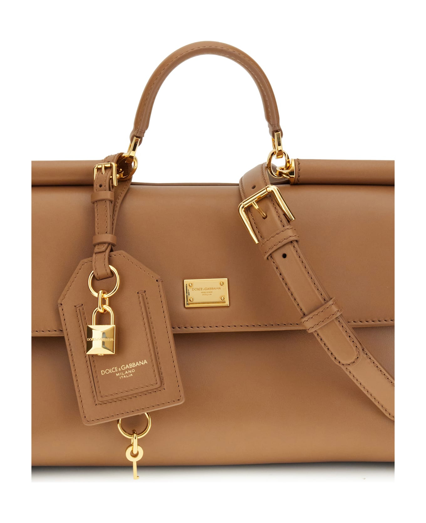 'my Sicily' Calf Leather 'plongé' Caramel Handbag - 4