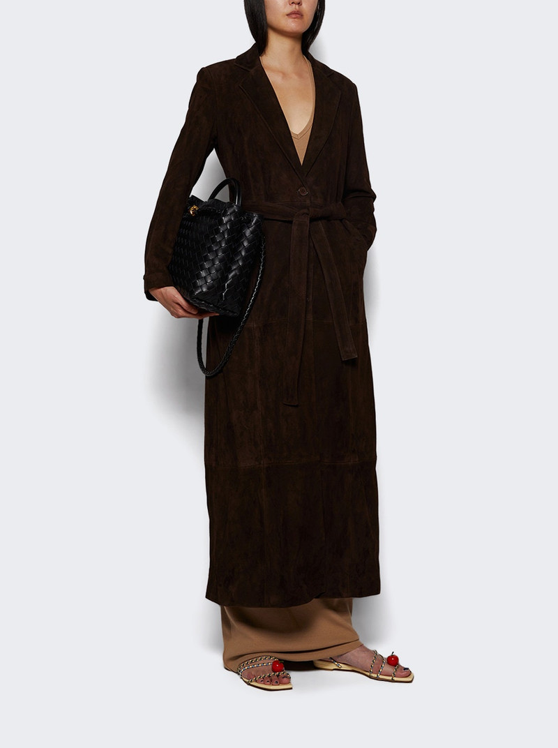 NOUR HAMMOUR Vesper Sleek Suede Coat Mocha outlook