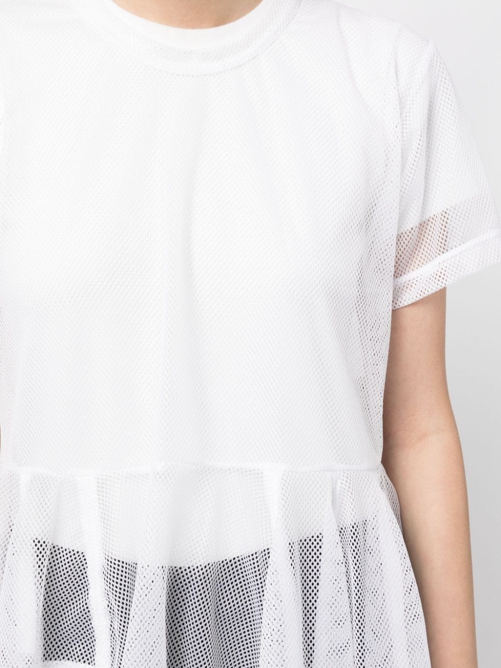 ruffle-hem mesh T-shirt - 5