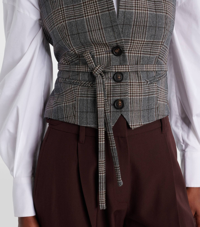Belted checked virgin wool vest 5