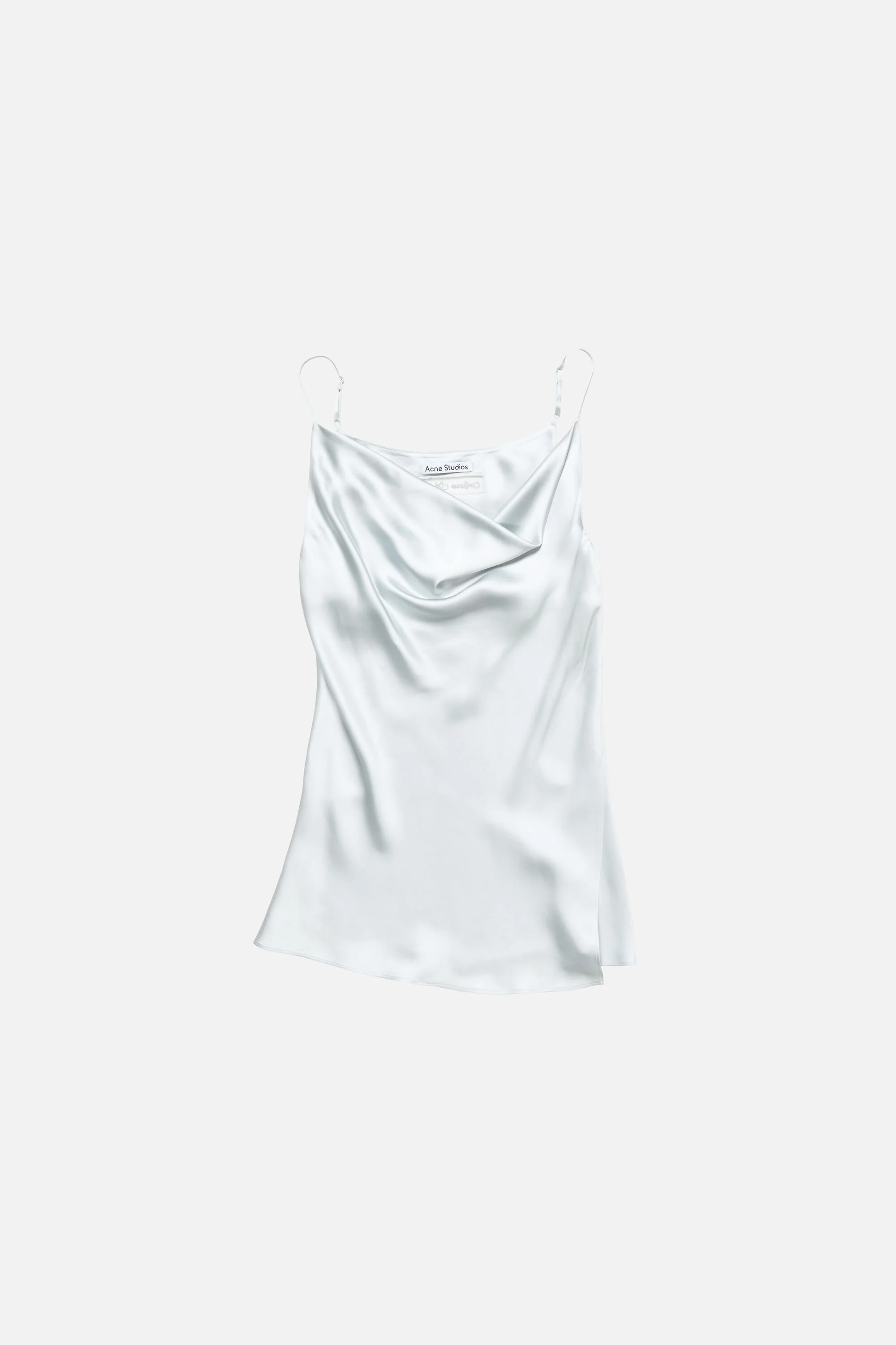 Shiny satin tank top - Ice blue - 1