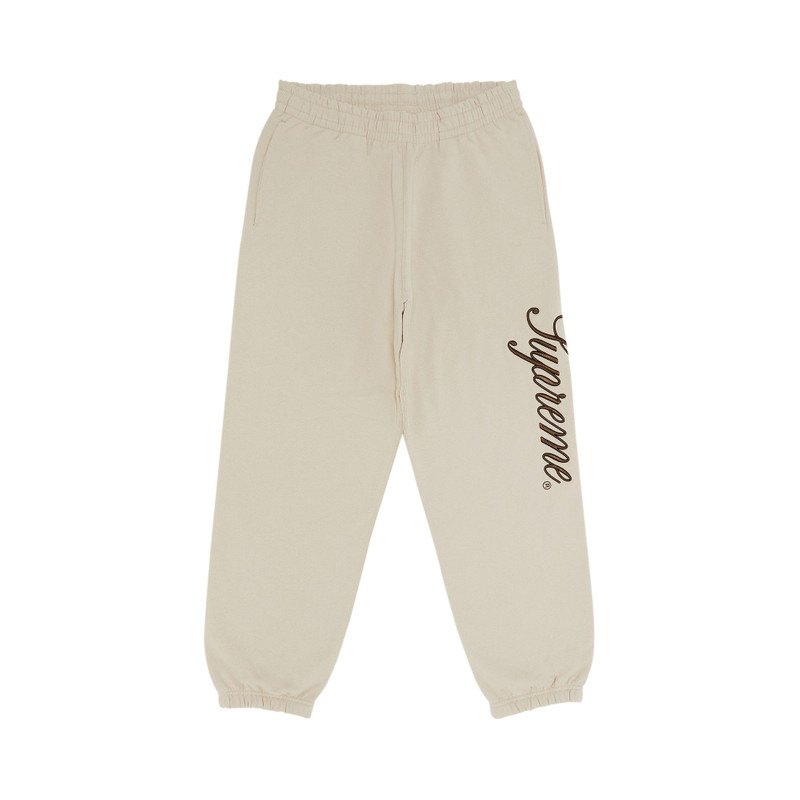 Supreme Embroidered Script Sweatpant 'Stone' - 1