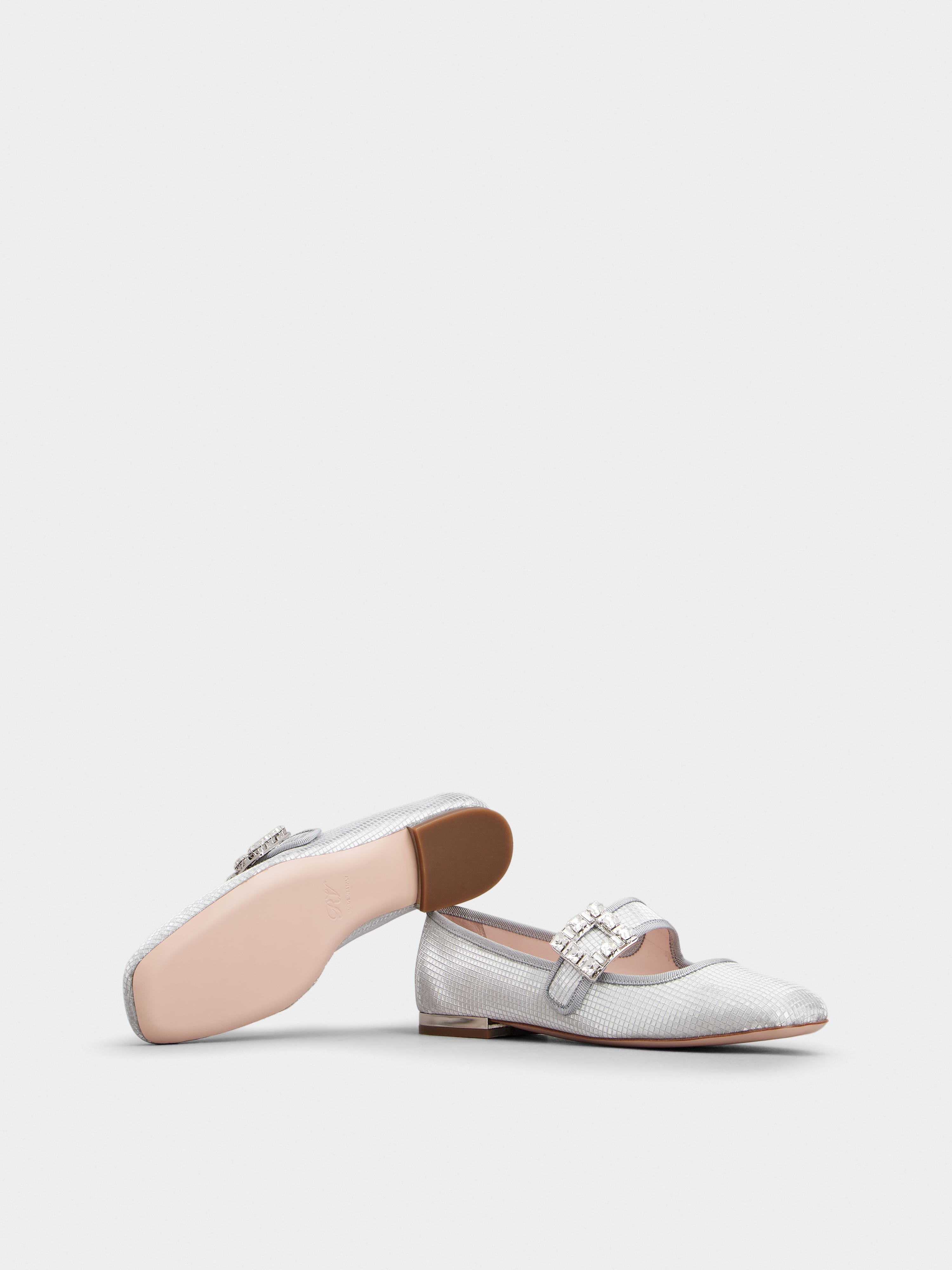 Trés Vivier Strass Buckle Babies Ballerinas in Fabric - 6