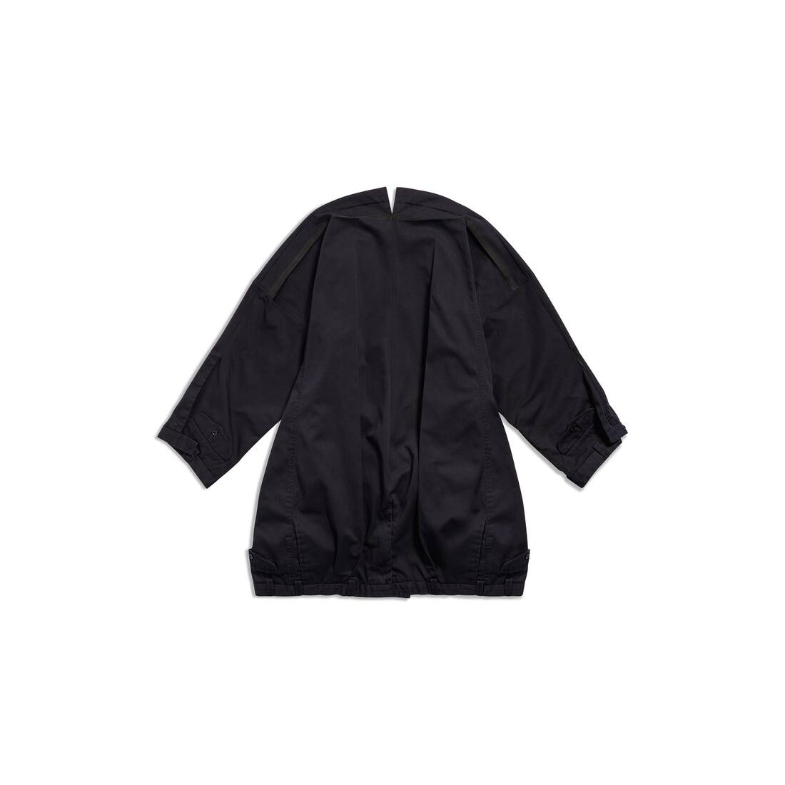 Women's Upcycled Long Sleeve Vareuse Dress in Dark Navy - 6