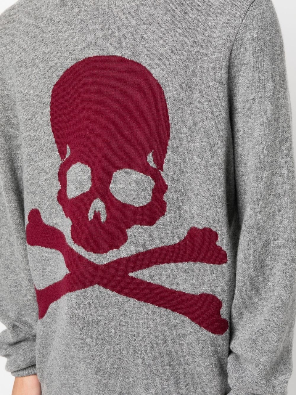 embroidered-skull crew neck sweater - 5