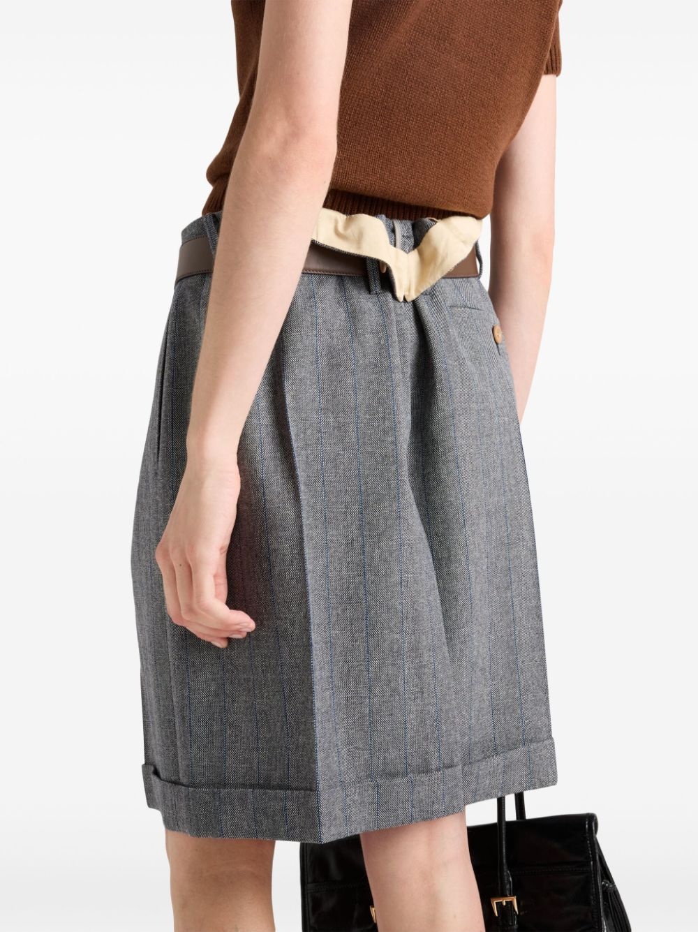 pinstriped wool miniskirt - 4
