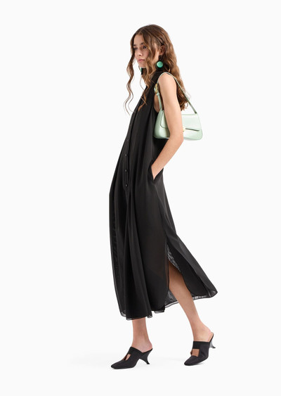 EMPORIO ARMANI Long dress in georgette with guru collar and flared lines outlook