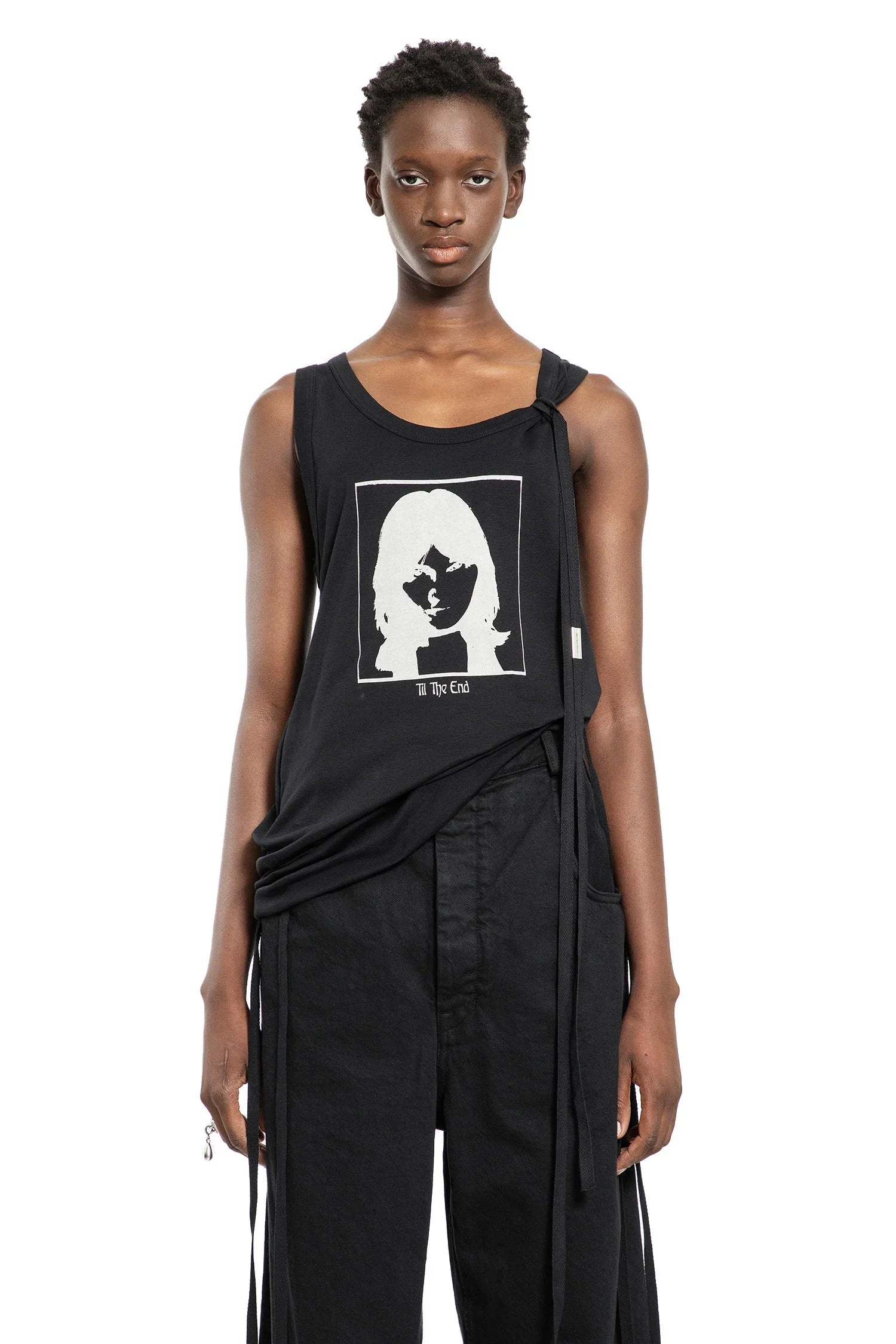 Ann Demeulemeester til the end タンクトップ Ann Demeulemeester Till The End semi-sheer Tank Top | Black
