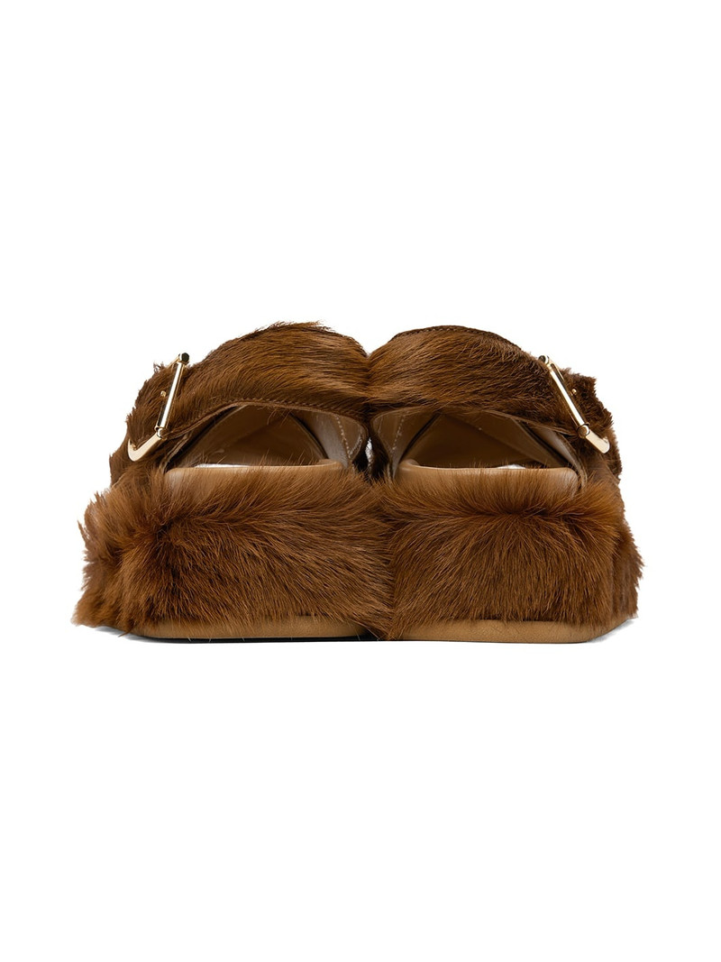 SSENSE Exclusive Brown Faux-Fur Sandals 2