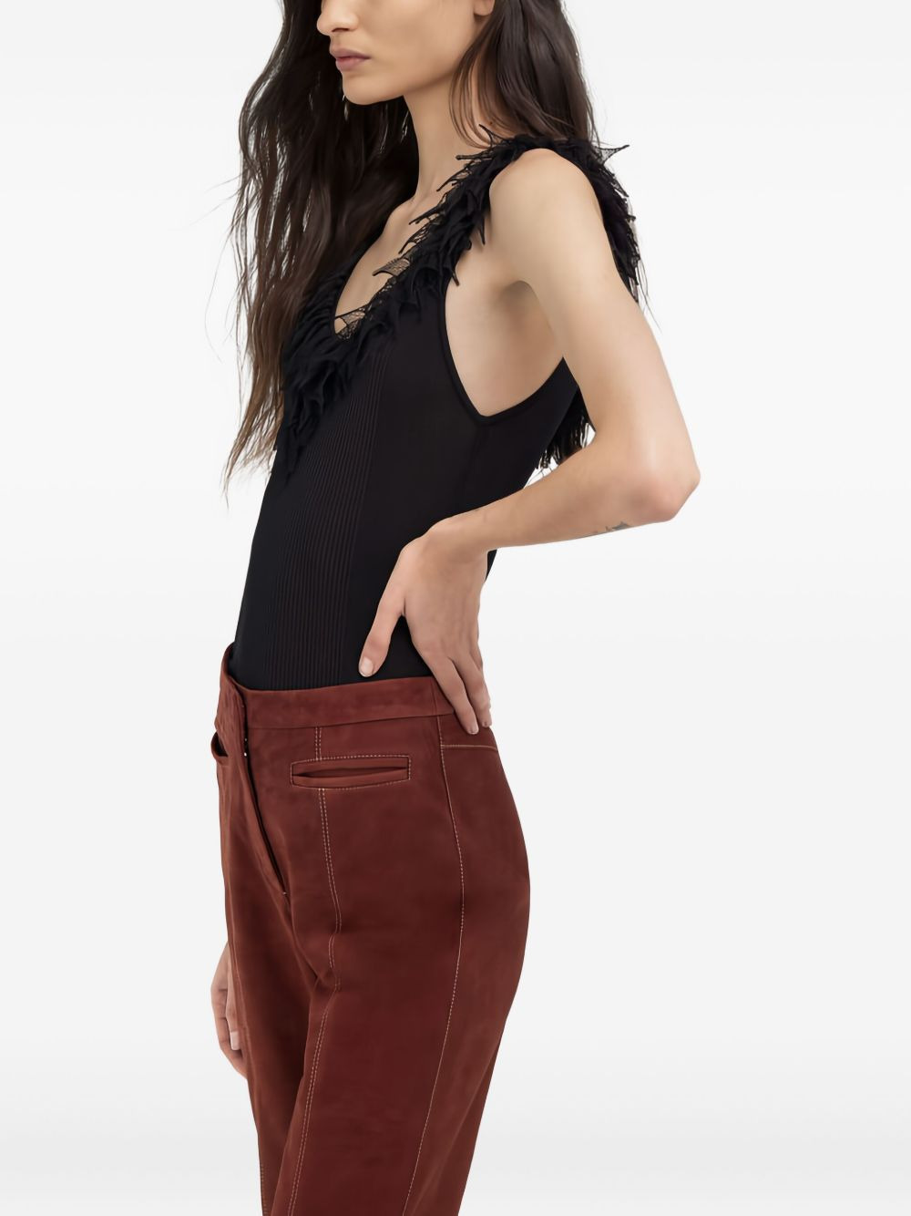 ribbed trimmed tank top - 3