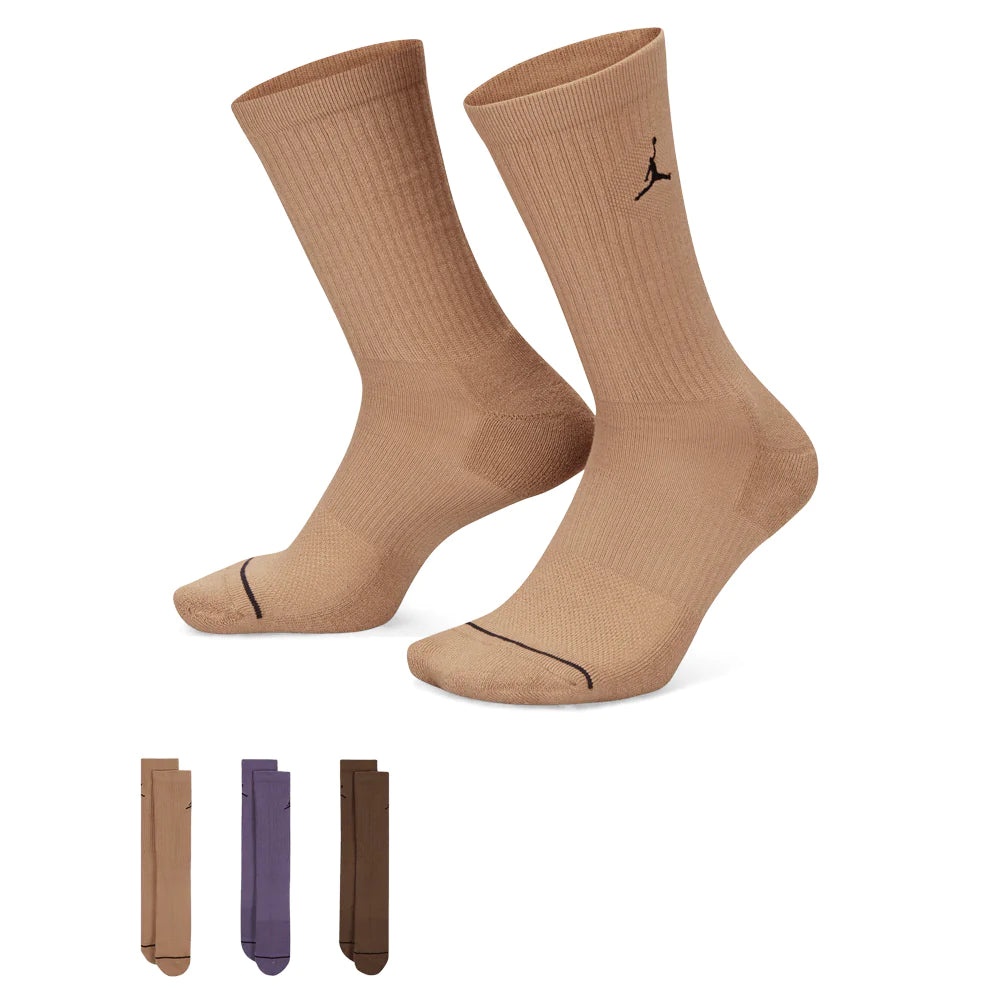 Air Jordan Everyday Crew Socks 3 Set 'Tan Purple Brown' DX9632-905 - 3