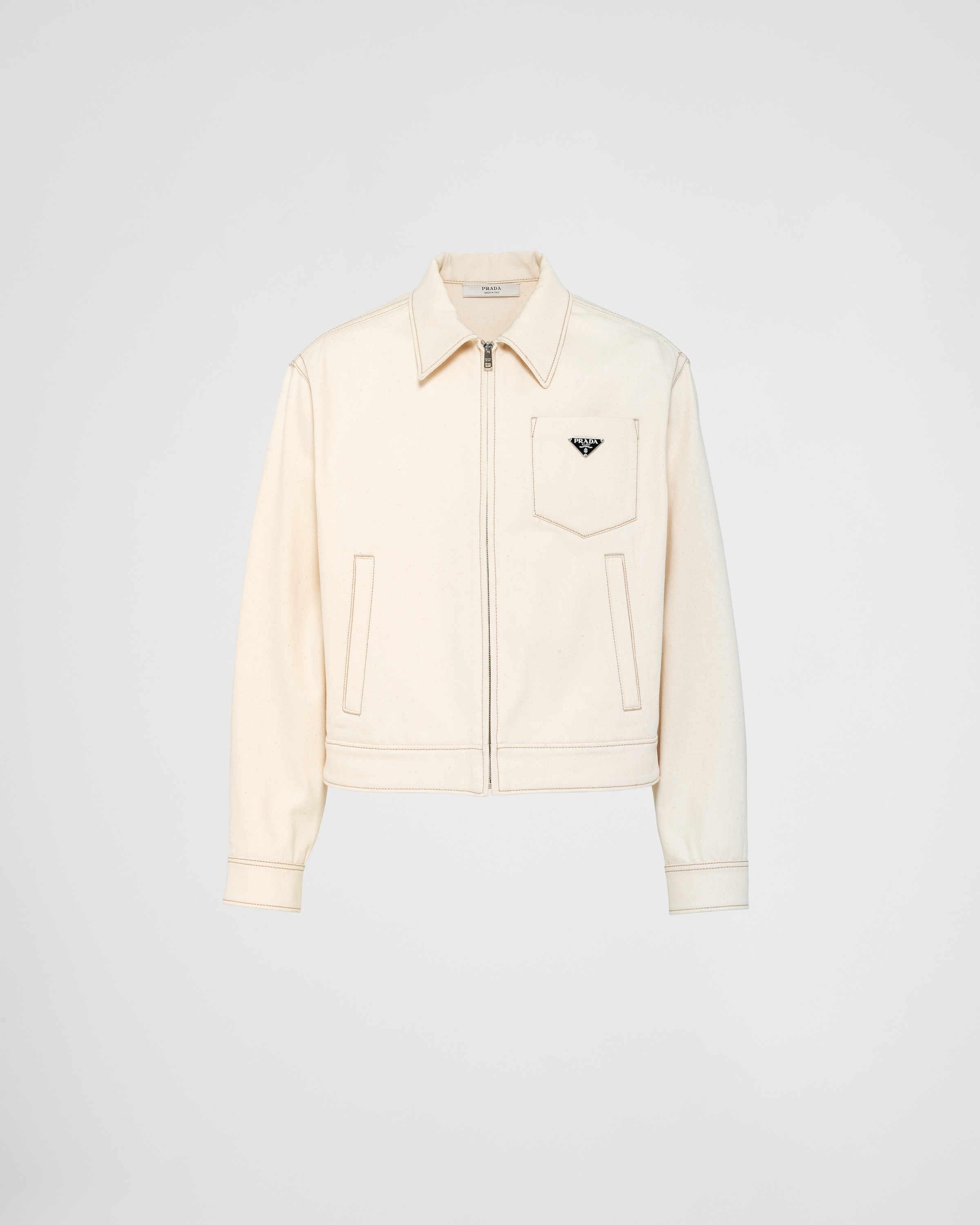 ブルゾン PRADA | Bull denim blouson jacket GFB299_12PA_F01CD_S_231 Light Blue Denim blouson jacket | PRADA