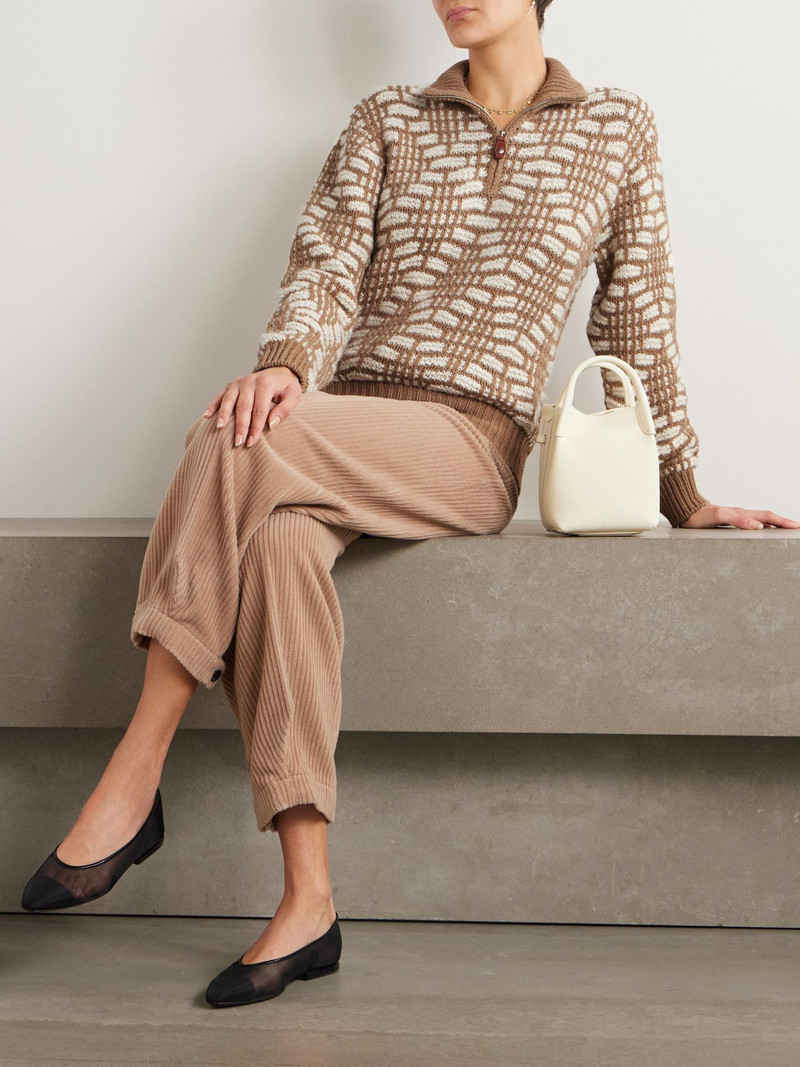 Loro Piana Jacquard-knit camel hair sweater Beige outlook
