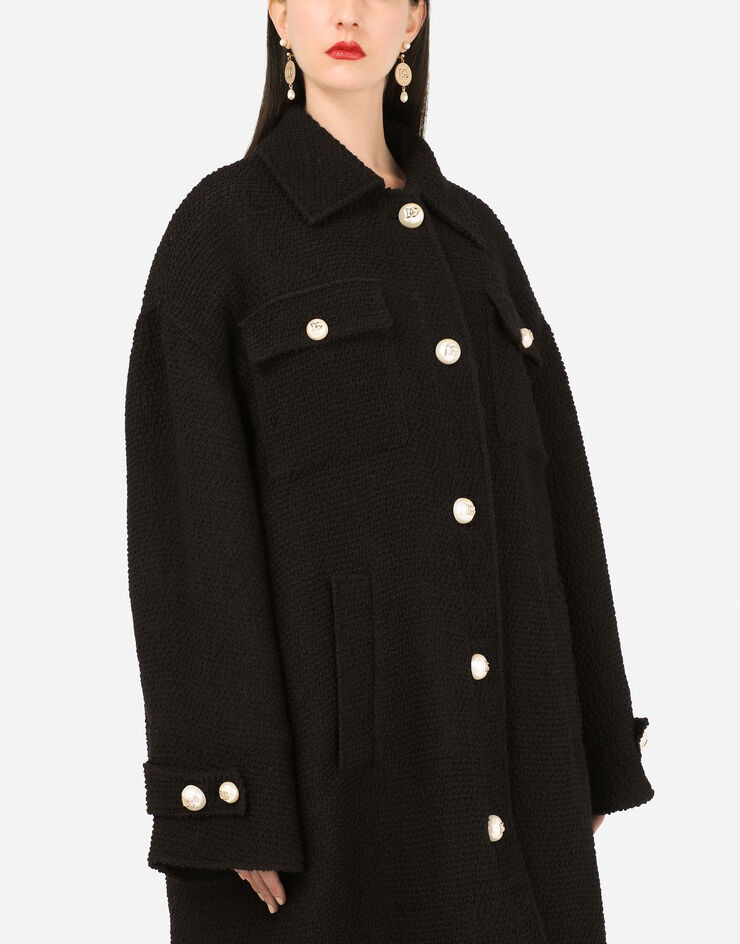 Bouclé coat with pearl DG buttons - 4