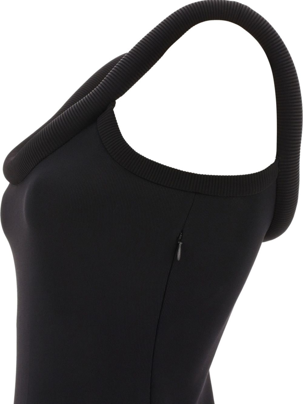 padded-trim ribbed dress - 3