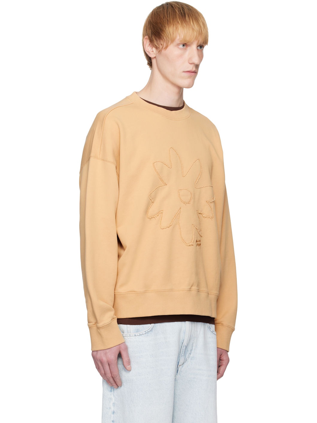 Beige Crafted Daisy Oversize Sweatshirt - 2