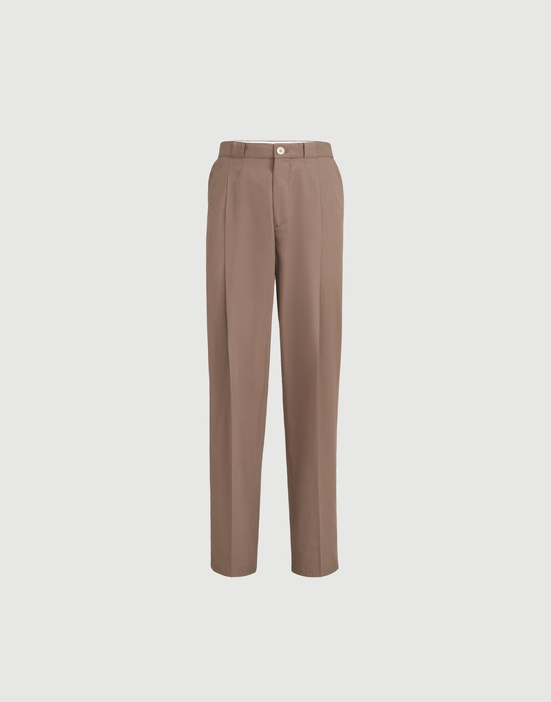 Cotton crêpe batavia trousers with pleat 1