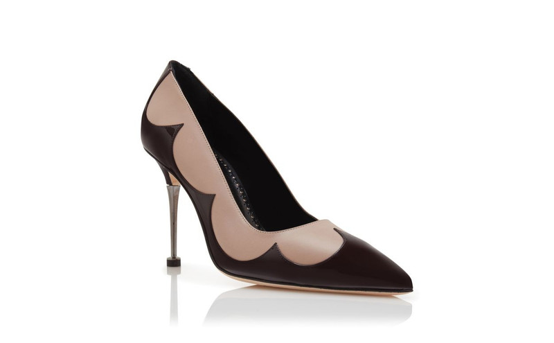 Light Beige and Dark Brown Leather Pumps 3